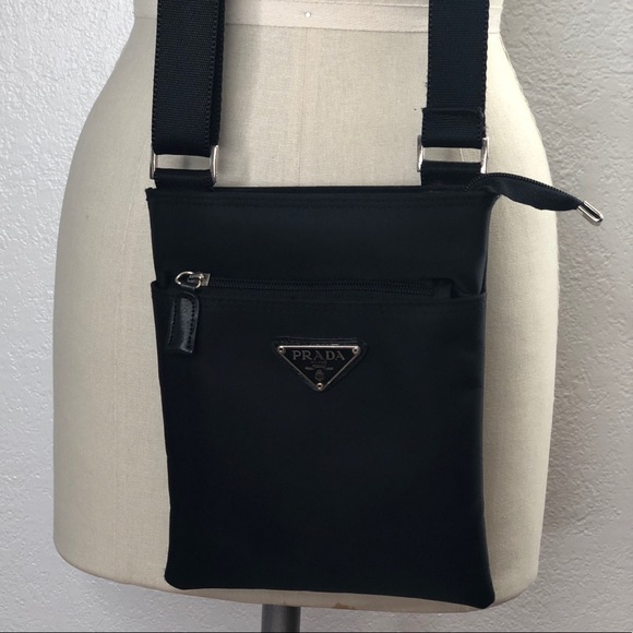 small black nylon crossbody bag